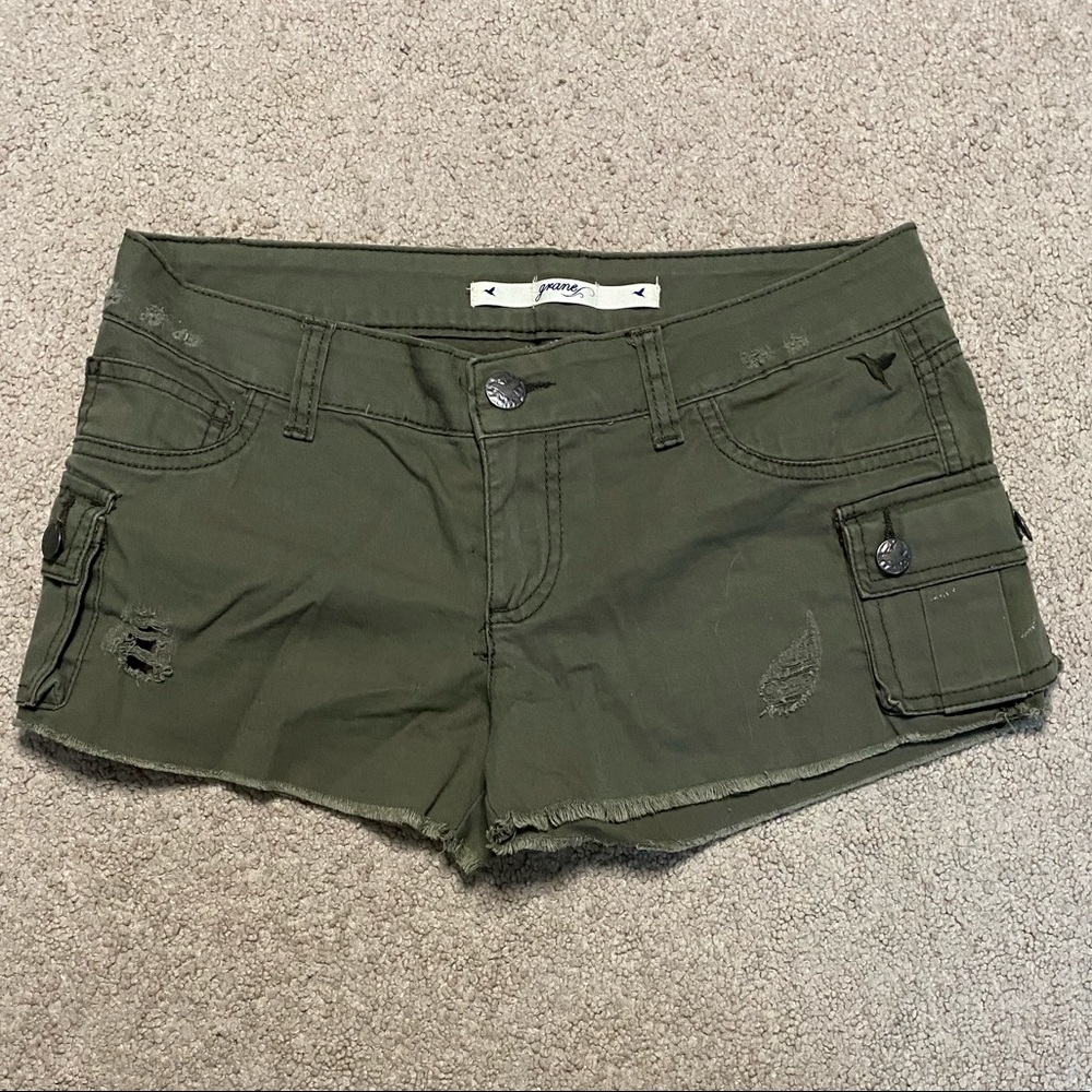 Distressed jean shorts